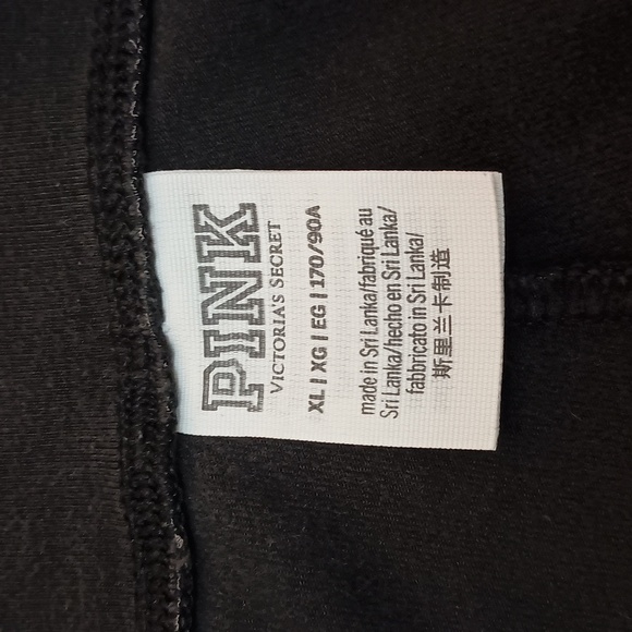 PINK Victoria's Secret Black Leggings with Neon Pink Stripe and PINK Lettering - Picture 5 of 8